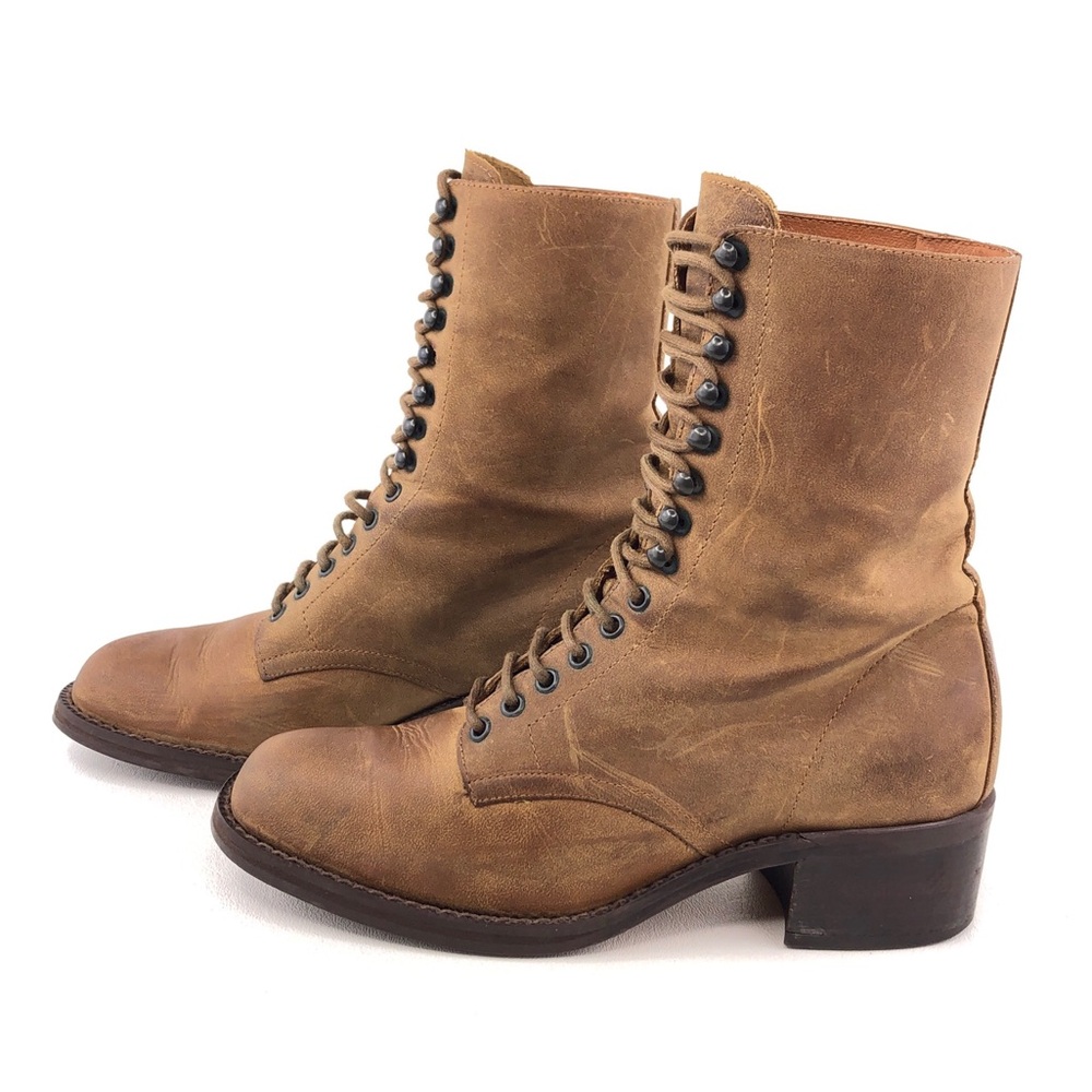 Nine West Brown Leather Victorian Lace up Ankle Boots 6M - Picture 2 of 13